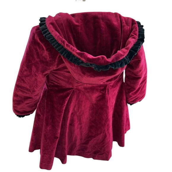 Red Velvet Christmas Coat Girls 5 Excellent condition Charles Dickens Classic - Picture 2 of 5